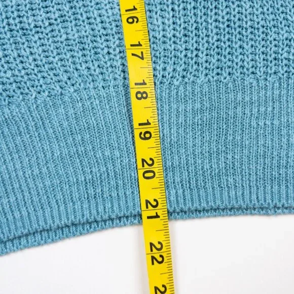 Faherty Miramar Linen Sweater Women's Small Aqua Blue Crew Neck Long Sleeve - Picture 11 of 13